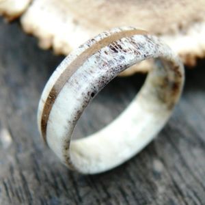 Men’s Unique Deer Antler & Walnut Ring